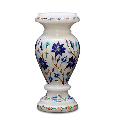 10  White Marble Flower Vase Pot Lapis Mosaic Inlay Malachite Antique Mosaic K19 • $495