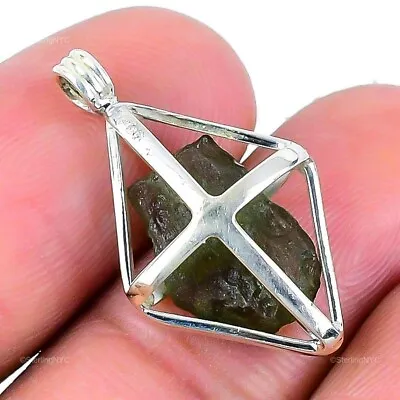 Anniversary Gift For Her Natural Moldavite Quartz Gemstone Pendant 925 Silver • $16.99