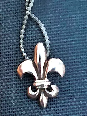 Amazing 1/2  MF 925 Sterling Silver Fleur De Lis Pendant With Chain Necklace • $89.95