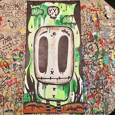 Jencalle Graffiti Art ORIGINAL Street Outsider Pop 16x8 CANVAS Panel PAINTING • $85.50
