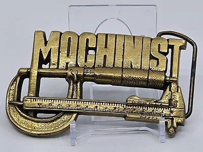 Vtg Machinist Calipers Tools Solid Brass Belt Buckle By Baron Brass Works 1982 • $34.99