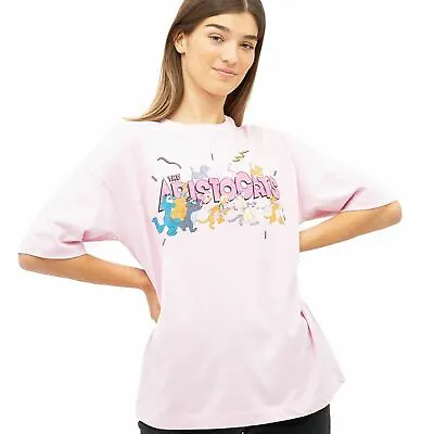 Official Disney Ladies Disney The Aristocats Group Oversized T-shirt Pink S -XL • $13.06