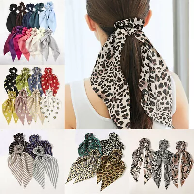 £1.28 • Buy Satin Ponytail Scarf Bow Hair Rope Ties Scrunchies Ribbon Band Flower Leopard