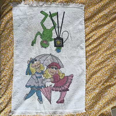 Muppet Towel Miss Piggy & Kermit 16”x23” Lady Pepperell 1980 As Is • $2.25