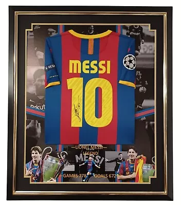 Framed MESSI Signed Shirt Autographed Jersey Champions • £1295