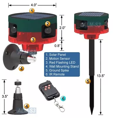 Solar Powered Motion Alarm 130 DB Alarm Siren Indoor Outdoor Voice Mic Recording • $22.50