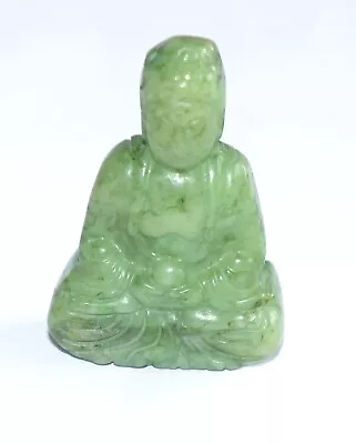 Nephrite Jade Carved Sculpture Seated Shakyamuni  Buddha Praying ( Green Jade) • £25