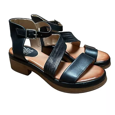 Miz Mooz Coolidge Heeled Sandals Size EU 40 US 9-9.5 Black Leather Open Toe • $34.22