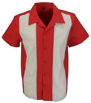 Retro Deep Red/Cream Rockabilly Bowling Shirts • £29.99