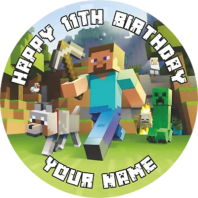 Mine Craft Personalised Edible Cake Toppers & Cupcake Toppers  • £3.99