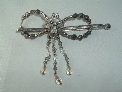 Vintage Silver Metal Bead Flexi Clip Size Medium Up Do Hair Accessory • $14