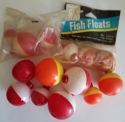 Vintage Fishing BOBBERS Floats Lot Of 14 Mixed Colors Fish Float   • $2.99