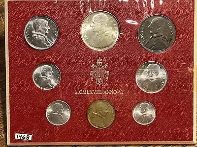 Vatican City - 1968 8-coins Mint Set W/silver 500 Lira - Mintage Only 100k • $35
