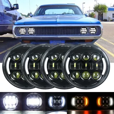 4x 5.75'' 5-3/4  Round LED Headlights Hi-Lo Beam DRL For 1958-1974 Dodge Coronet • $99.99