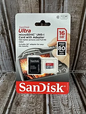 Sandisk Ultra 16 Gb Microsd High Capacity [microsdhc] - Class 10/uhs-i [u1] - 80 • $8