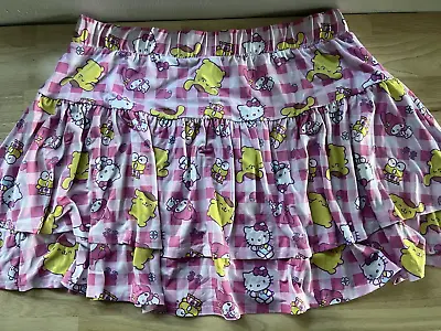 Hello Kitty And Friends Checkered Tiered Mini Skirt Sanrio HOT TOPIC NEW SIZE 1 • $19.99