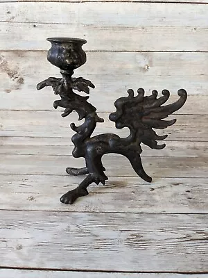 Vintage CastIron Griffon Gryphon Candleholder Damaged Shabby • $22