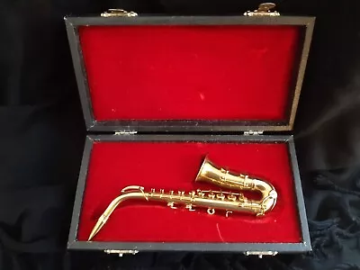 Vintage Miniature Brass Musical Saxophone - Original Case • $39