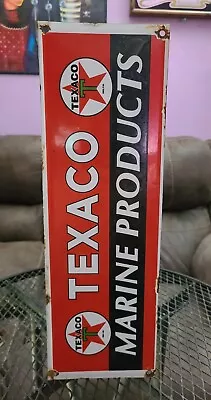 Texaco Marine Boat Gasoline Motor Oil Vintage Lube Gas Pump Porcelain Sign • $0.99
