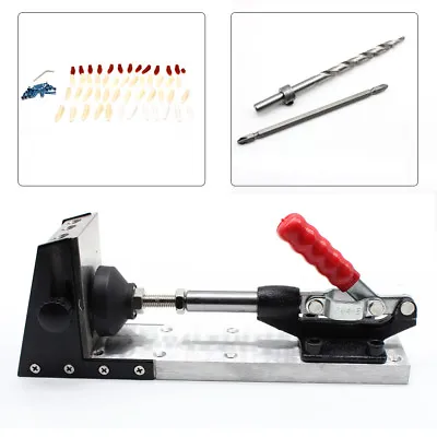 35pcs Pocket Hole Jig Drill Guide System Kit Carpentry Tool Screw Plug Silver US • $25.65