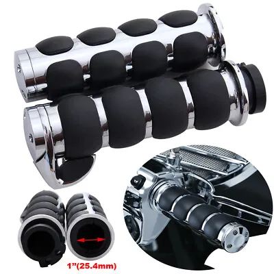 1  Chrome Handle Bar Hand Grips For Harley Touring Road King Street Glide Dyna • $32.85