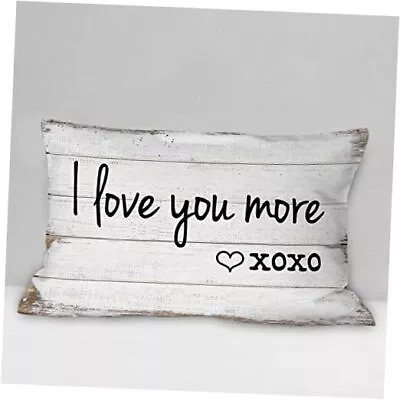 Rustic I Love You More XOXO Throw Pillow Cover Funny Couples Sayings  • $20.49