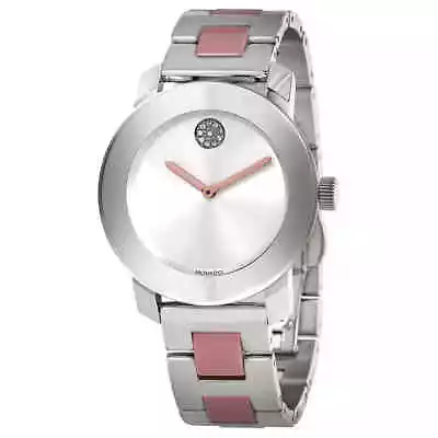 $619 • Buy Movado Bold Ceramic Quartz Silver Metallic Dial Ladies Watch 3600702