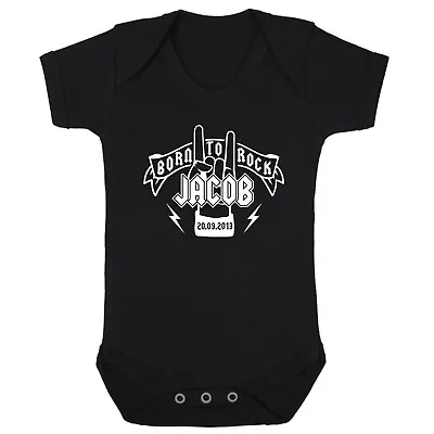 £8.69 • Buy Personalised Baby Grow Born To Rock Metal Punk Rock Band Vest Baby Shower Gift