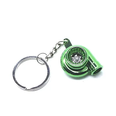 Green Chrome Turbo Keychain Metal Spinning Turbocharger Fidget Toy • $4.95