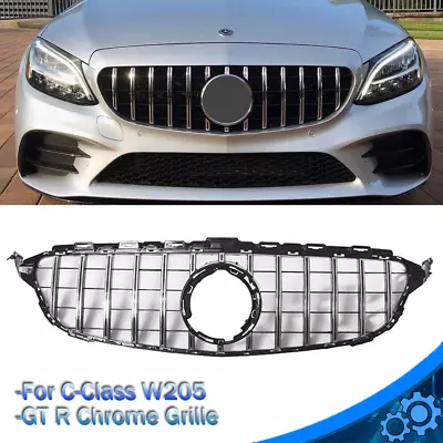 Chrome GT R Front Grille For Mercedes Benz C-Class W205 C300 C43 2019-2021 Grill • $54.89