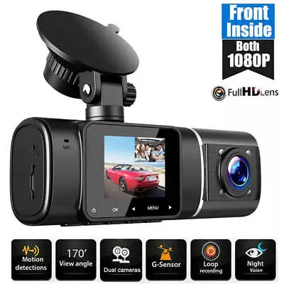 $84.99 • Buy TOGUARD Dual Dash Cam 1080P+1080P Front Inside Uber Car Driving Camera Car DVR