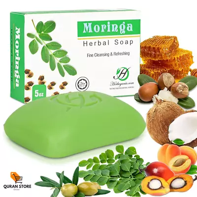 Moringa Oil Soap Bar Anti-Aging Natural Glow Protection Anti-Acne 3 Pack • $21.24