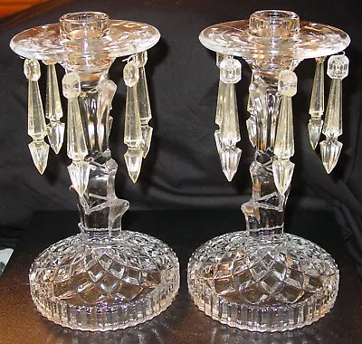 2 Vintage / Antique Glass Candle Holders-possibly Indiana Glass?-8 1/2  Tall • $55