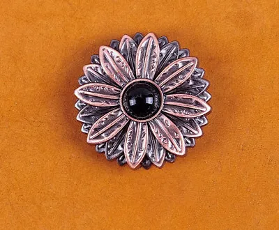 £7.19 • Buy 10PCs 30*30MM Flower Concho With Black Turquoise Center Antique Copper Screwback