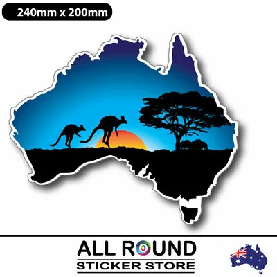 240mm Australia-BLUE Map-sticker-with-kangaroo-sunset- For Motorhome  Campervan • $25