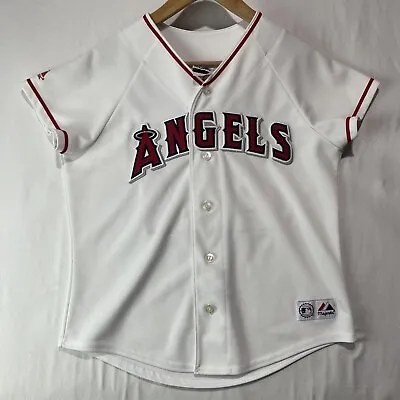 Vintage Majestic MLB Los Angeles Angels Women’s Medium Baseball Jersey White EUC • $35