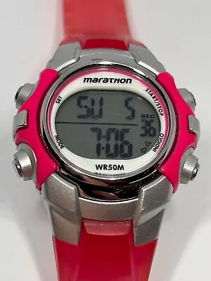 Working Ladies Silver Pink Marathon By Timex Sports Quartz Watch GN • $16