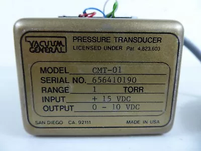 $30 • Buy VACUUM GENERAL PRESSURE TRANSDUCER CMT-01 Made In U.S.A. (2)