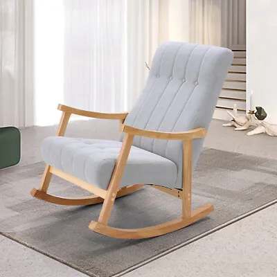 £149.95 • Buy Modern Velvet Fabric Nursery Rocking Chair Accent Upholstered Rocker Glider Grey