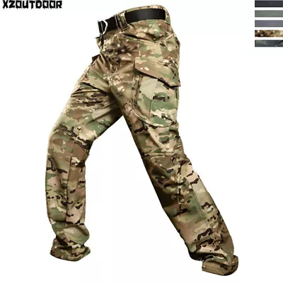 Waterproof Men's Softshell Pants Army Tactical Combat Cargo Winter Fleece Hiking • $46.54