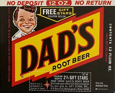 1970's Lot Of 12 DAD's Root Beer Labels New Old Stock Near Mint  NEW OLD STOCK  • $9