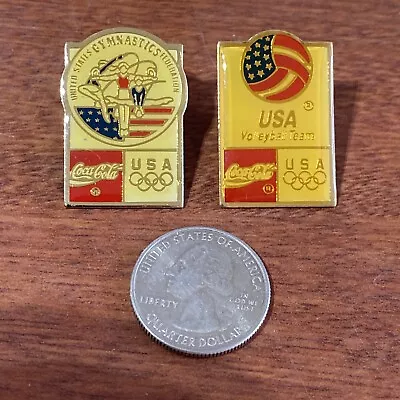 Vintage Coca Cola 1996 Olympic Games Lapel Pin USA Gymnastics And Volleyball • $11.99