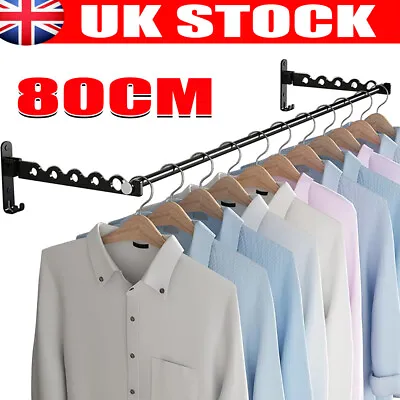 Clothes Drying Rack Wall Mounted Foldable Dryer Line Airer Indoor Outdoor Metal • £9.99
