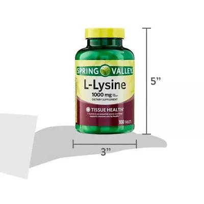 Spring Valley L-Lysine Amino Acid Supplements 1000 Mg 100 Count Gluten-Free • $5.99