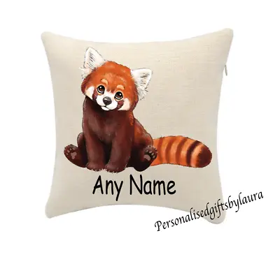 Red Panda Cushion Cover Personalise Any Name (cover Only) 20cmx20cm • £5.99