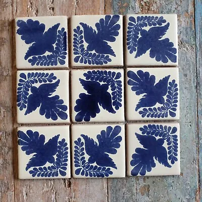 9 X  Ceramic Mexican Tiles Bird Azul -  SMALL SIZE 5 X 5 Cms • £5.85