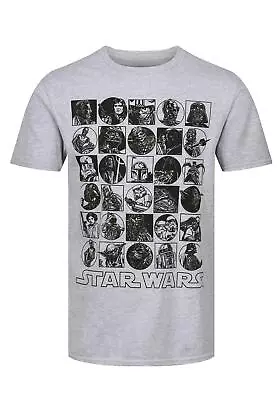 Men Star Wars Printed T-Shirt Crew Neck Cotton Line Art Icons Marvel Casual Tee • £12.95