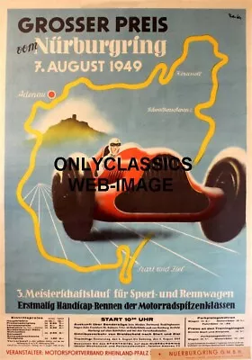 1949 German Grand Prix Formula One Auto Racing 11x17 Poster Mercedes Racer Indy • $16.96