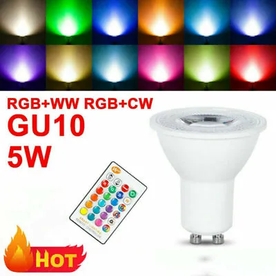 GU10 LED Bulbs Light RGB 16 Color Changing Spotlight Lamp With Remote Control 5W • £24.99