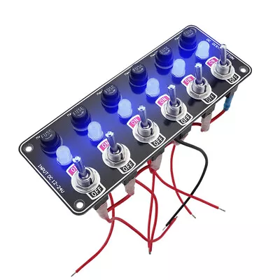 6 Gang Metal Rocker Switch Panel W/ LED Circuit Breaker Fuse Box Car Marine Boat • $28.39